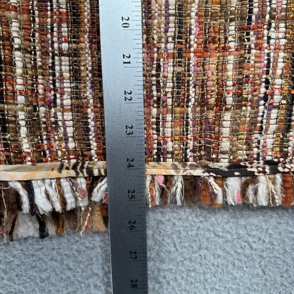 Chicos L-XL Size 3 Jacket nubby woven Tweed Brown Fringe designer style pockets - Picture 12 of 14